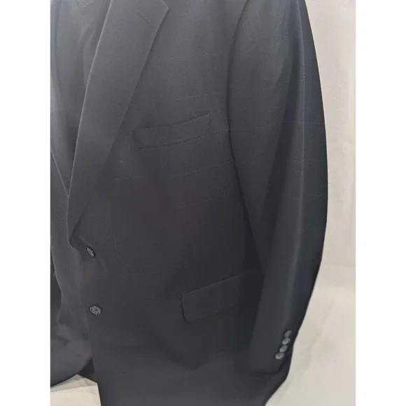 Jos. A Bank Blazer Coat Sport‎ Jacket Cashmere Wool Windowpane Black 50R 52
